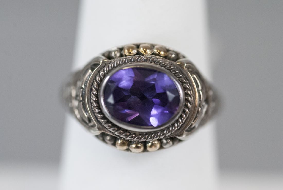 Estate Sterling Silver & Amethyst Filigree Ring (1 of 4)