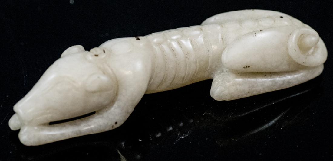 Carved Chinese White Jade Statue of a Dog (1 of 7)