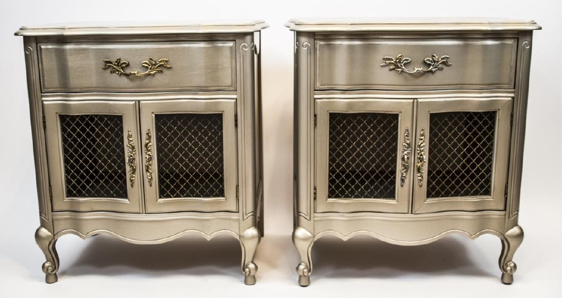 Pair Mid Century Night Stands Pewter Painted (1 of 5)