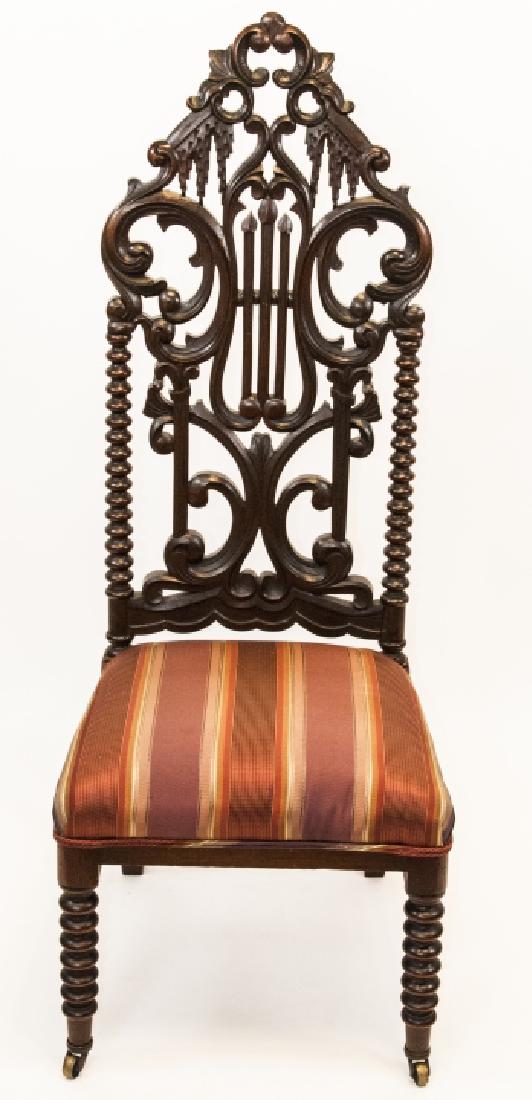 Antique 19th C Victorian Hand Carved Hall Chair (1 of 6)