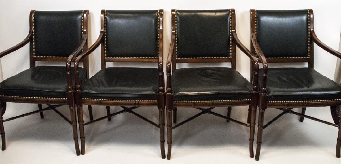 Four Leather Contemporary Faux Bamboo Chairs (1 of 7)