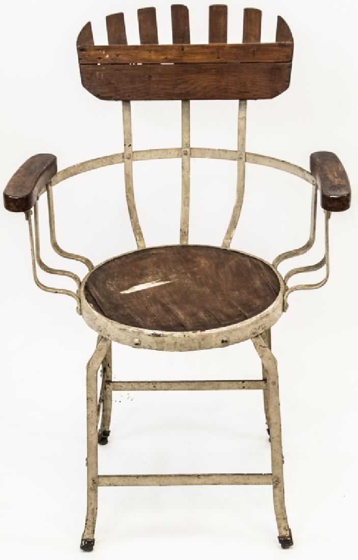 Vintage Hand Forged Rod Iron Carved Wood Arm Chair (1 of 5)