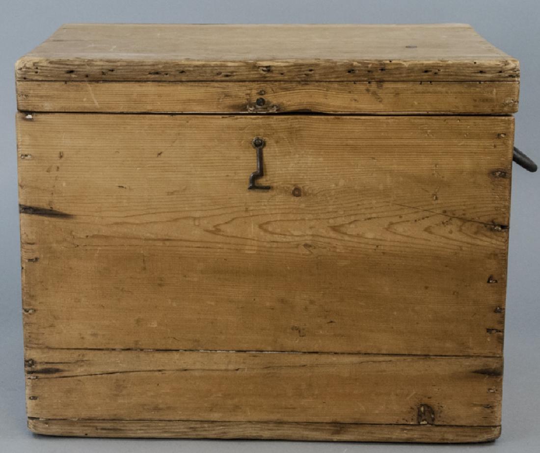 Distressed Antique Pine Wood Box w Iron Hardware (1 of 4)