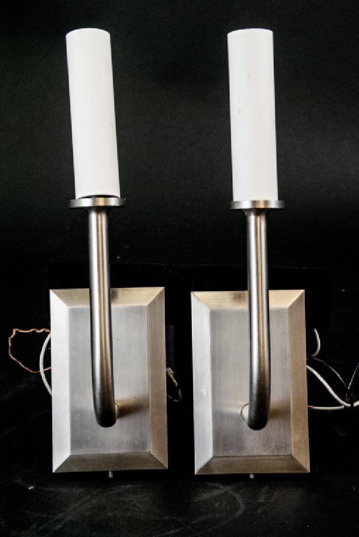 Pair Of Contemporary Brushed Nickel Wall Sconces (1 of 5)