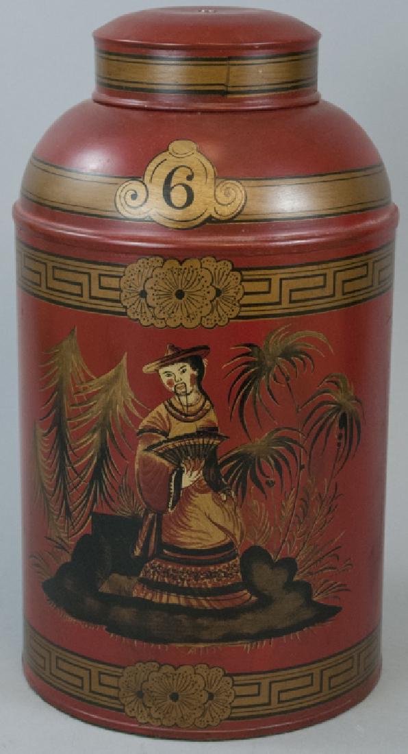 Vintage Hand Painted Asian Tin Container (1 of 6)