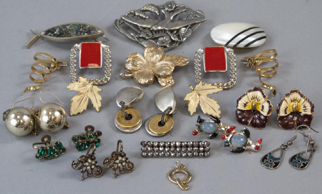Assorted Lot Of Costume Pins & Gold Toned Earrings (1 of 6)