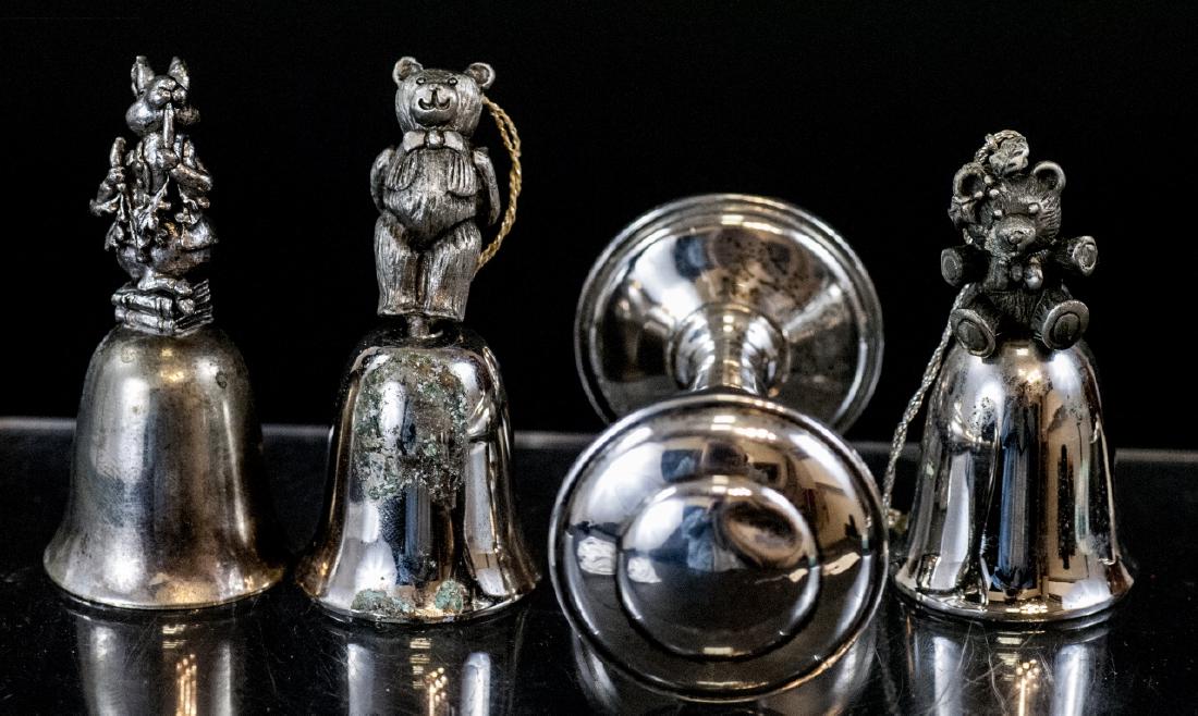 Sterling Silver Rattle & Three Silver Plate Bells (1 of 5)