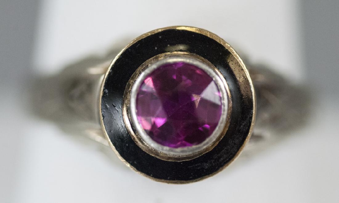 Estate Art Deco Style 18kt Gold Ring w Bull's Eye (1 of 6)