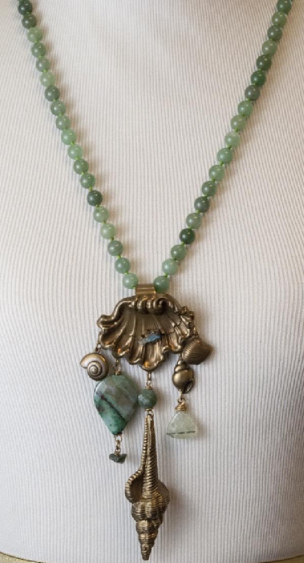Jan Michaels Aventurine Jade Necklace w Sea Shells (1 of 7)