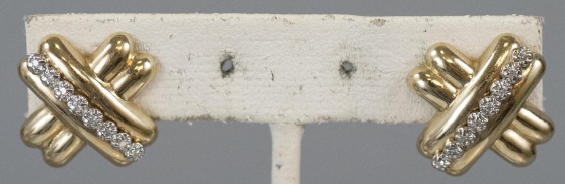 Pair of Estate 14kt Yellow Gold & Diamond Earrings (1 of 3)