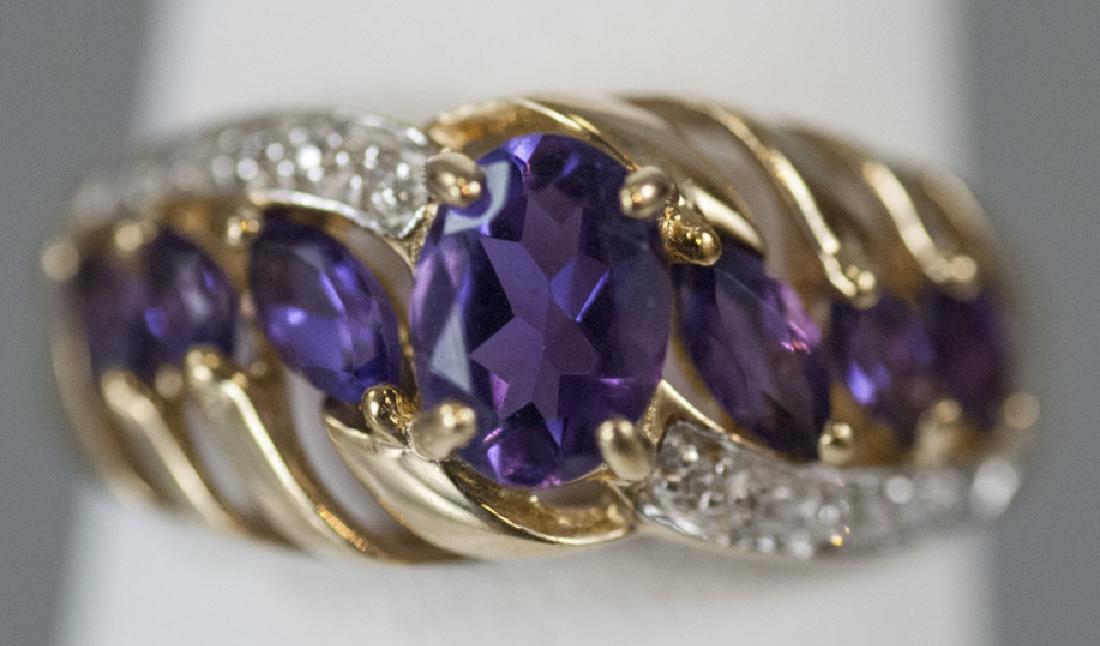 Vintage Yellow Gold Amethyst & Diamond Ring (1 of 5)