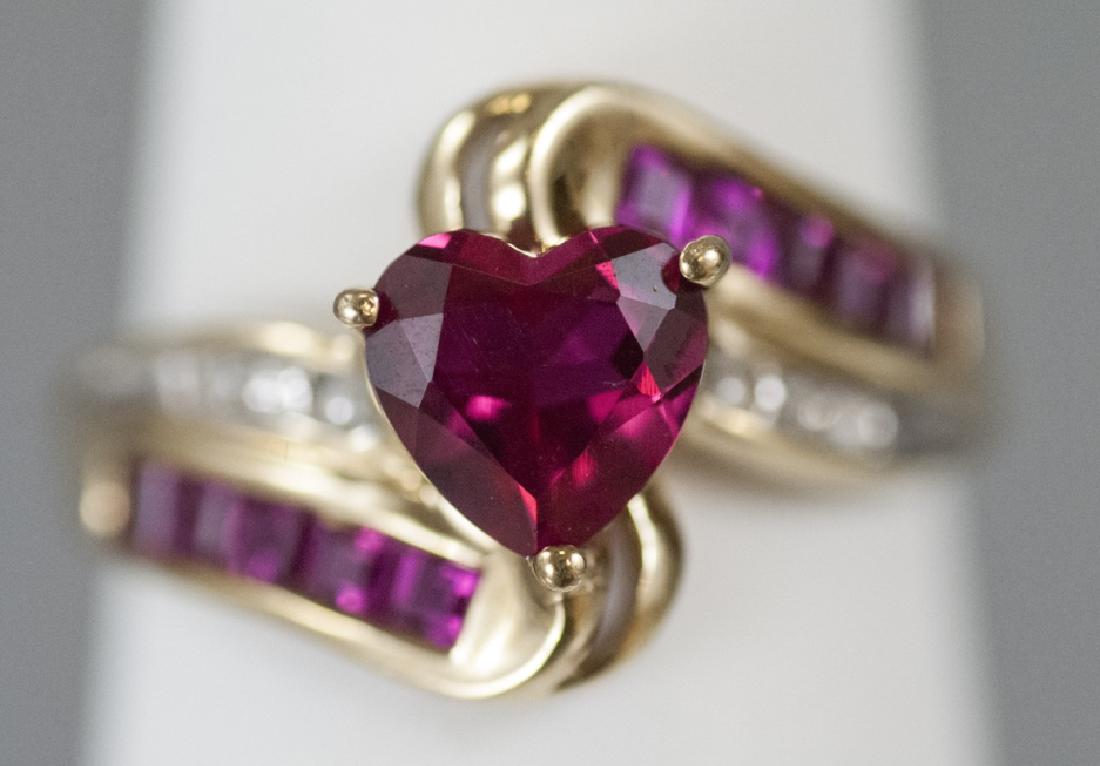 Vintage Yellow Gold Art Nouveau Style Ring w Heart (1 of 6)