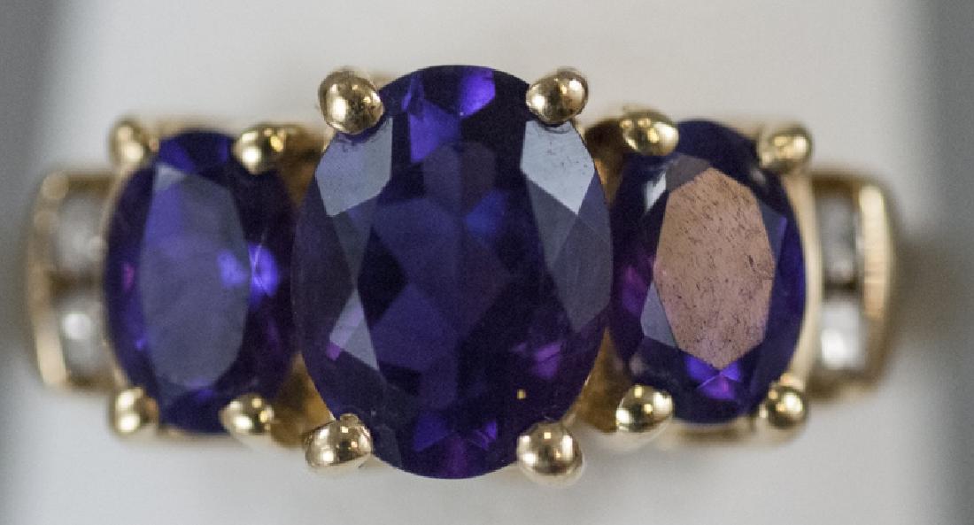 Vintage 10kt Yellow Gold Amethyst & Diamond Ring (1 of 4)