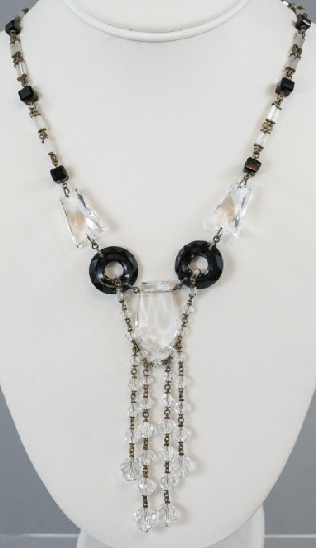 Antique Art Deco Flapper Necklace in Jet & Crystal (1 of 6)