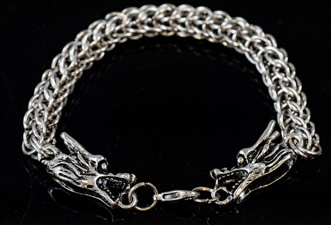 Double Headed Dragon Mesh Metal Bracelet (1 of 5)