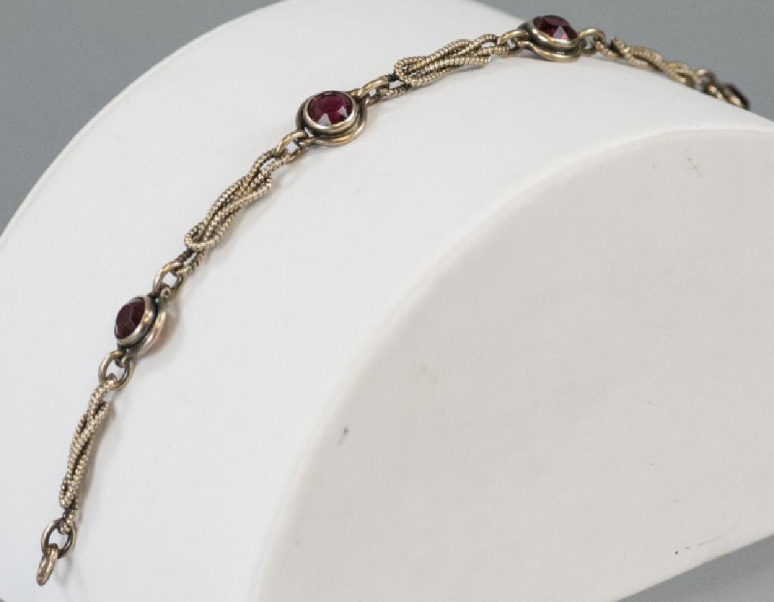 Antique Gold Filled & Garnet Paste Knot Bracelet (1 of 5)