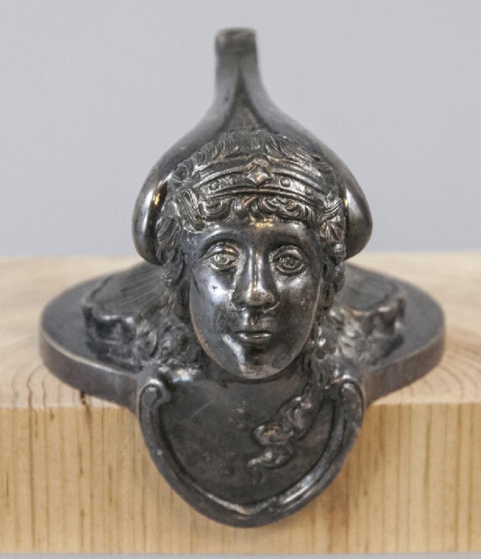 Vintage Winged Goddess Car Hood Ornament: Vintage Winged Goddess Car Hood Ornament. Vintage car hood ornament of female bust with wings. Measures 3 inches x 3 inches x 5 inches without wood base.