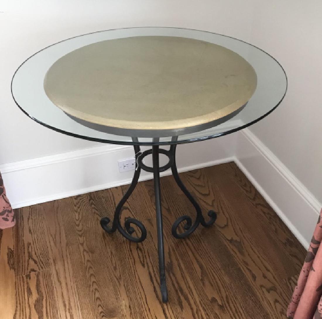 Round Top End Table w Wrought Iron Base (1 of 3)