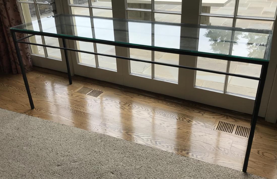 Contemporary Modern Glass & Iron Console Table (1 of 3)