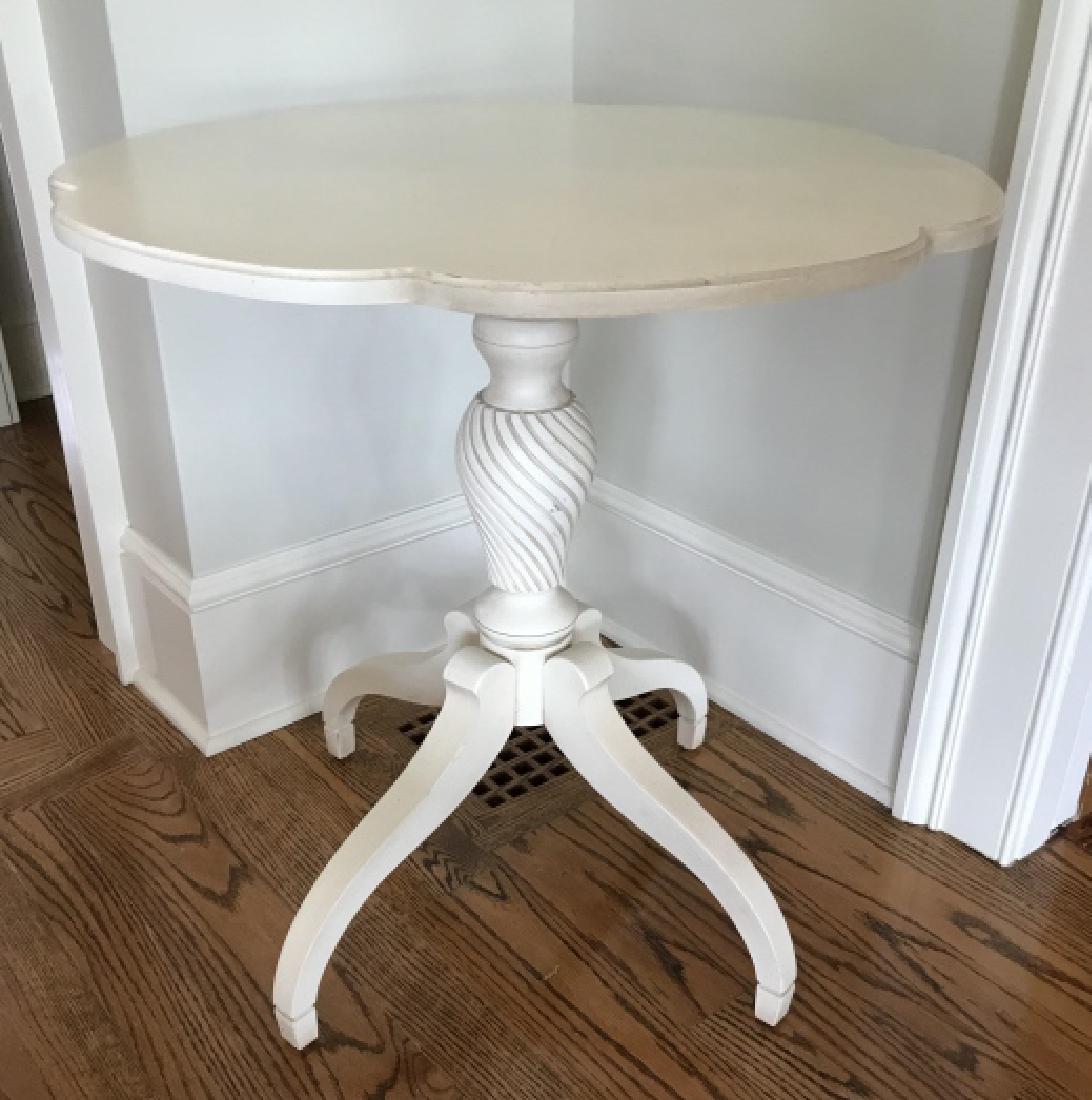 Shabby Chic White Painted Round Pedestal End Table (1 of 3)