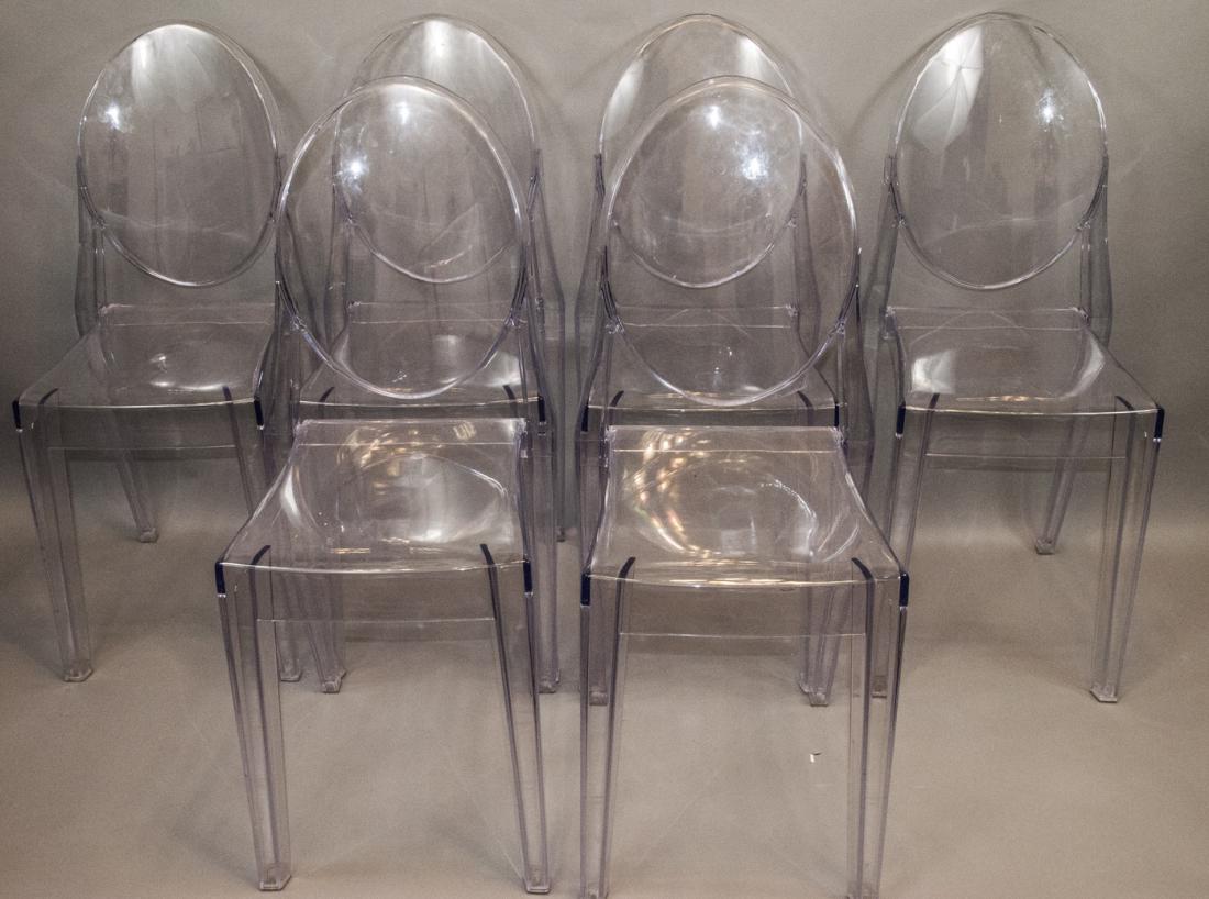 Set of Six Contemporary Clear Ghost Side Chairs (1 of 7)