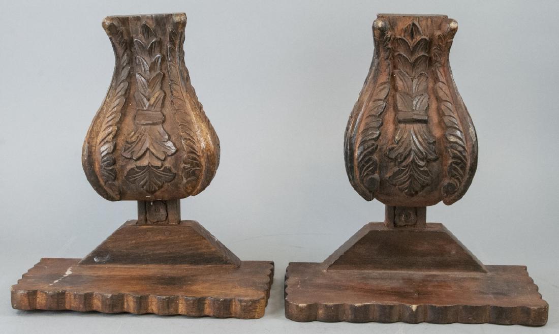 Pair Hand Carved Indonesian Bracket Wall Shelves (1 of 5)
