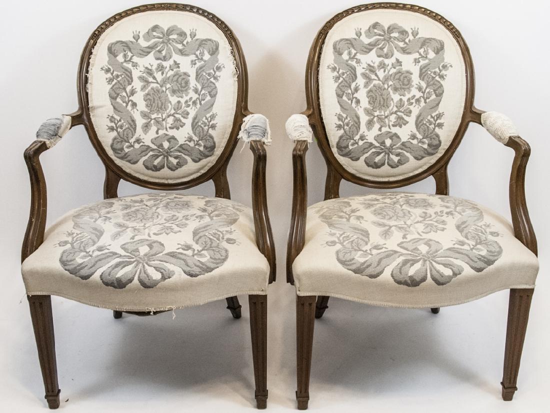 Pair American Federal Style Carved Frame Armchairs (1 of 10)