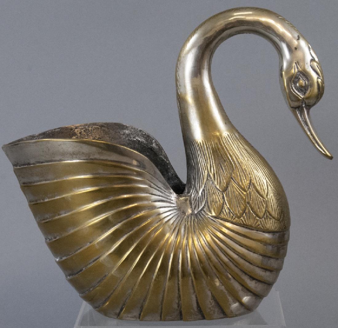Vintage Brass Swan Vase / Planter (1 of 5)