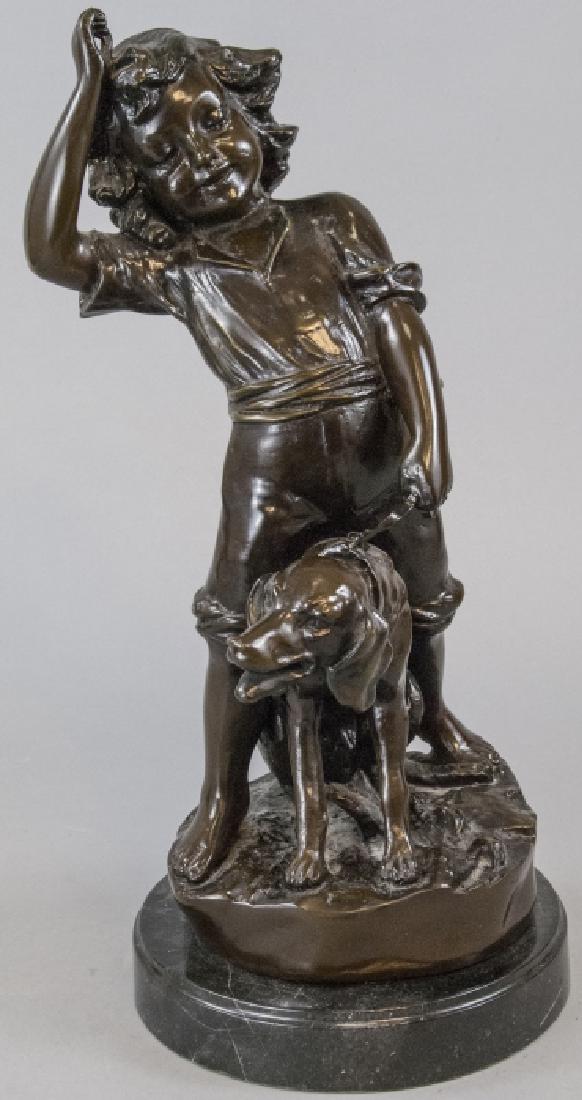 Bronze Sculpture of Boy W Dog After Auguste Moreau (1 of 5)