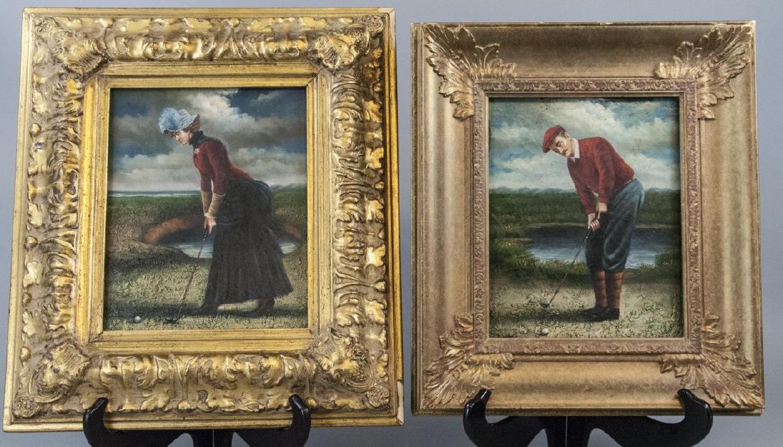 Pair of Edwardian Style Paintings of Golf Players (1 of 5)