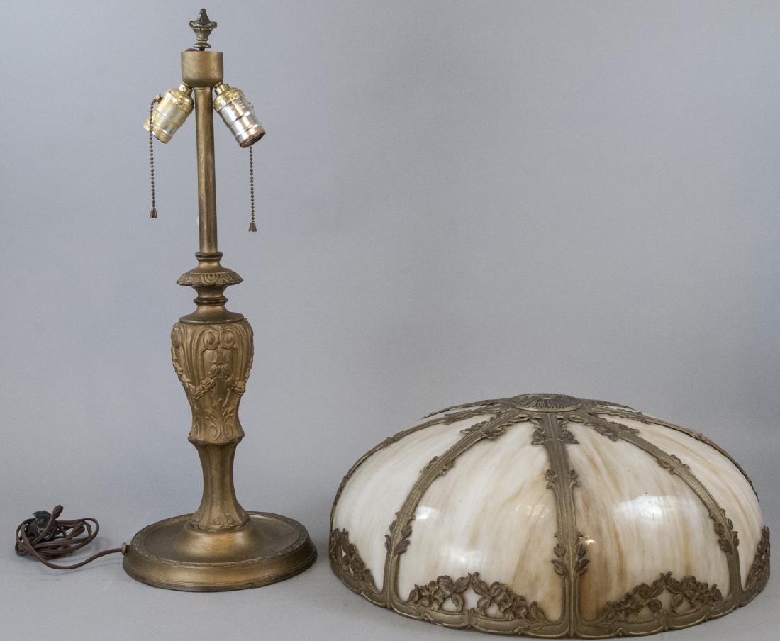 Art Nouveau Style Slag Glass Table Lamp (1 of 8)