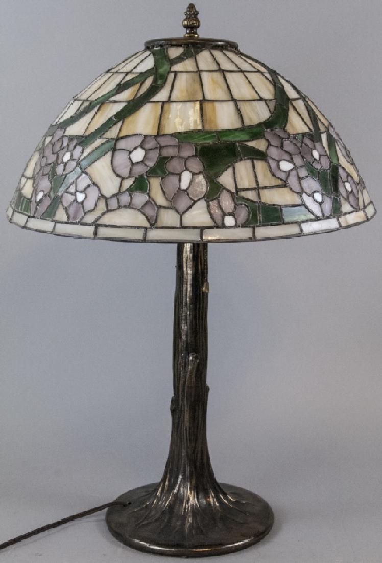 Vintage Tiffany Style Stained Glass Table Lamp (1 of 4)