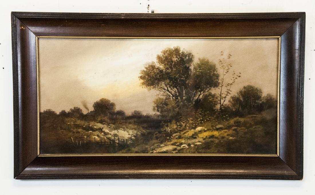 Antique Framed C 1900 Pastel Landscape Drawing (1 of 5)