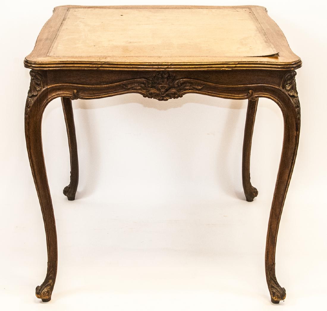 19th C French Card Table w Leather Top (1 of 4)
