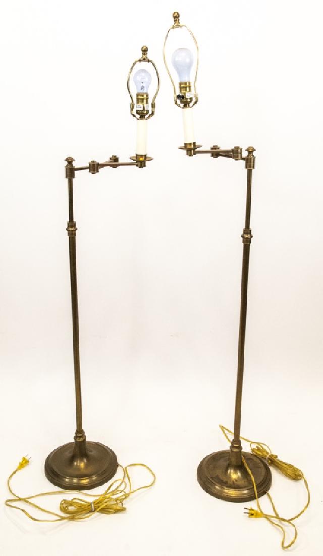 Pair Extending Brass Floor Library Lamps (1 of 5)