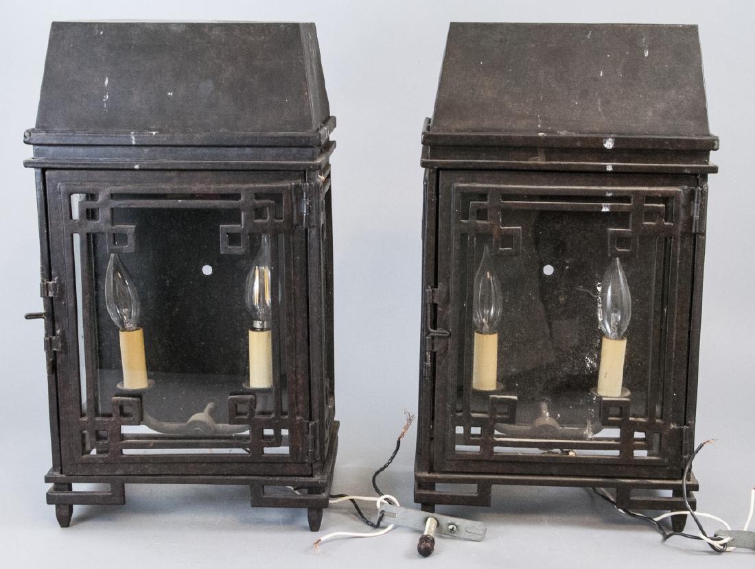 Arts & Crafts Style Bronze Tone Outdoor Lanterns (1 of 4)