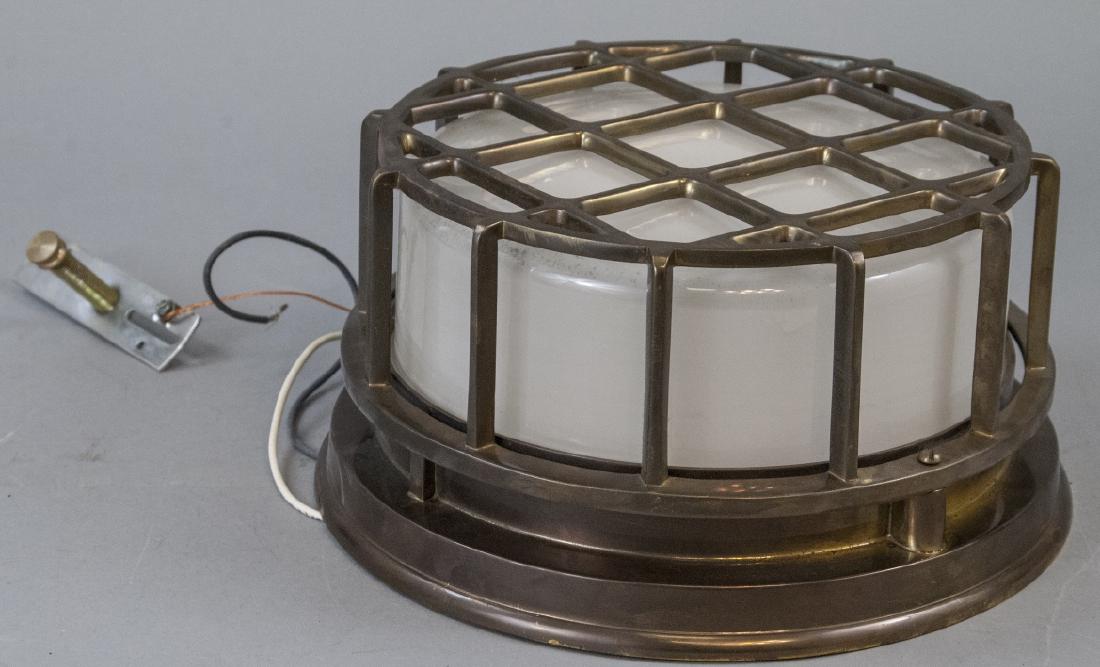 Solid Brass Flush Mount Basket Weave Bunker Light (1 of 4)