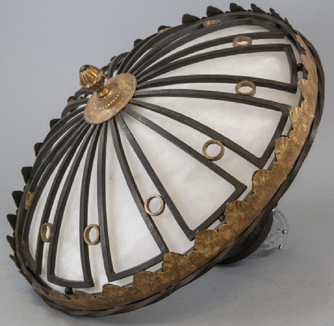 Alabaster, Tole, & Wrought Iron Pendant Light (1 of 4)