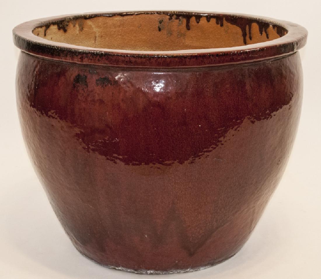 Large Asian Fishbowl Shaped Drip Glazed Planter (1 of 6)