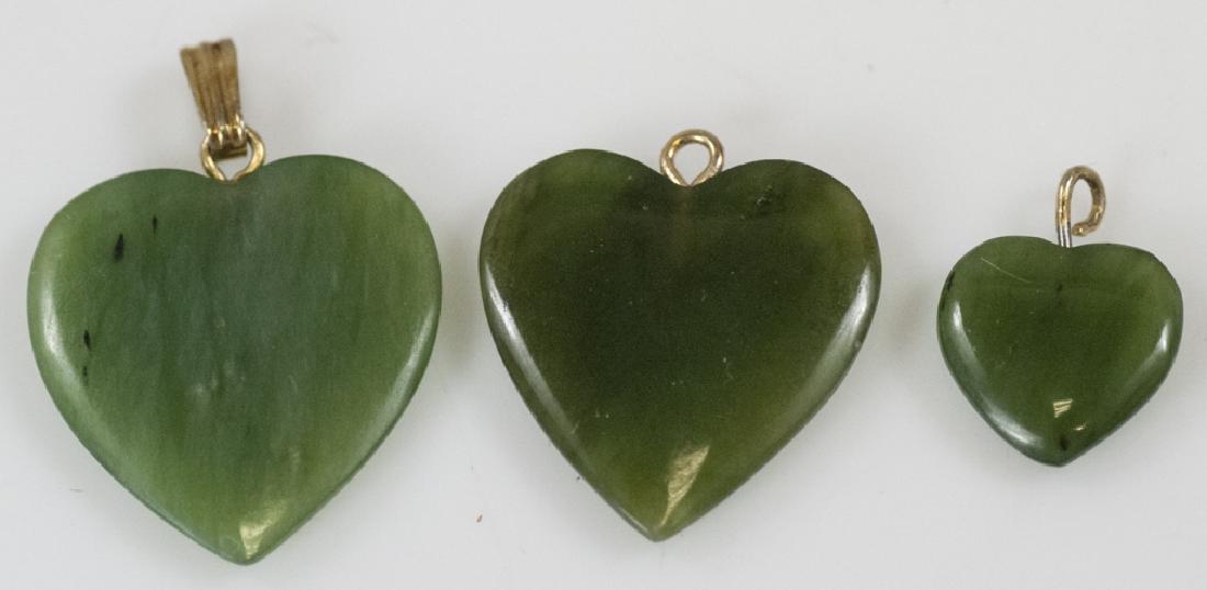 Three Jade / Hardstone Carved Heart Pendants (1 of 3)