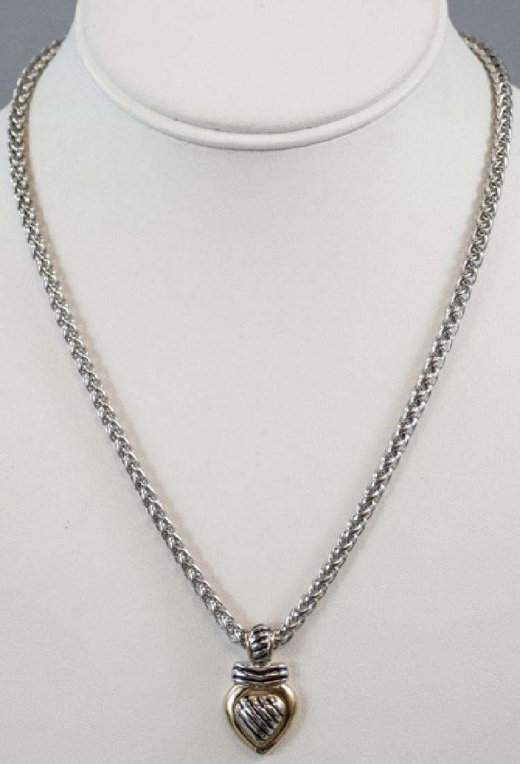 Contemporary Two Tone Heart Necklace Pendant (1 of 4)