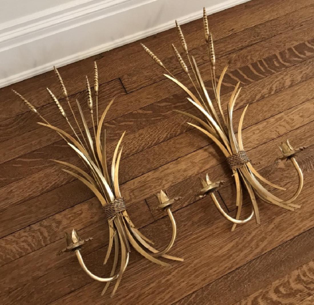 Hollywood Regency Style Gilt Metal Wheat Sconces (1 of 3)