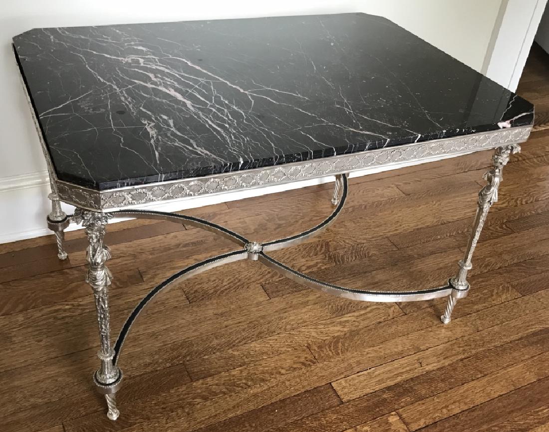 Neo Classical Marble & Silver Plate Coffee Table (1 of 4)