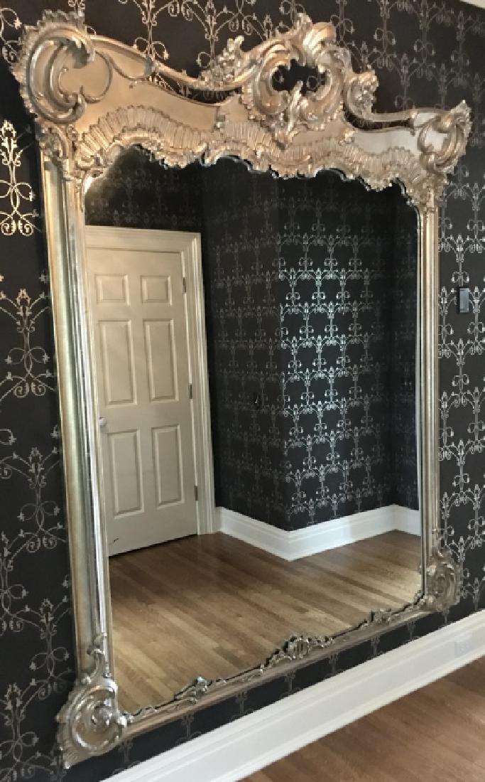 Large Silver Tone French Rococo Style Wall Mirror (1 of 5)