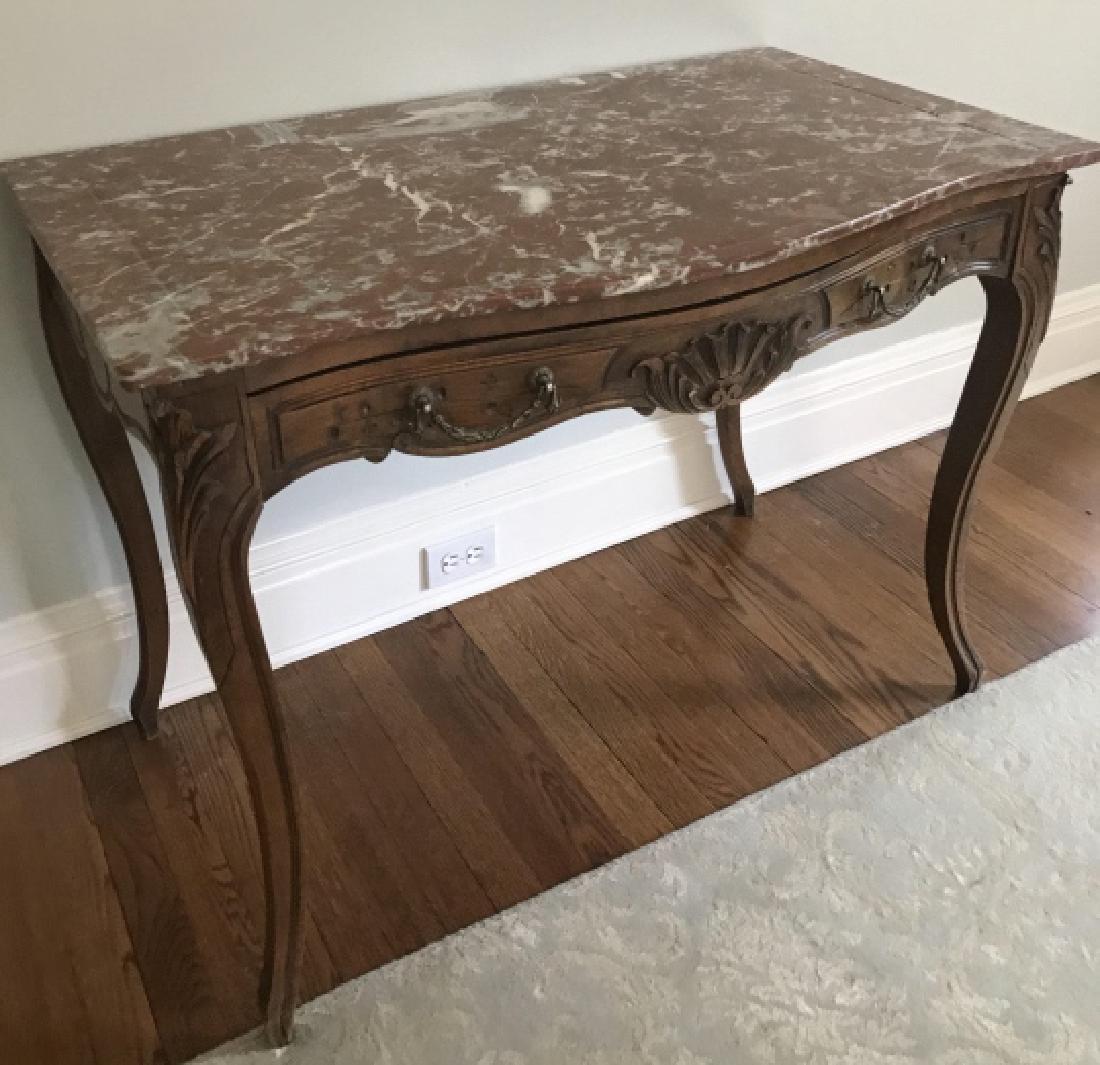 Antique Carved Wood & Marble Top French Console (1 of 4)