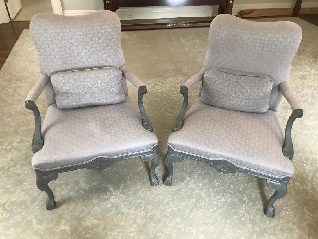 Pair of Custom Upholstered English Style Armchairs (1 of 4)