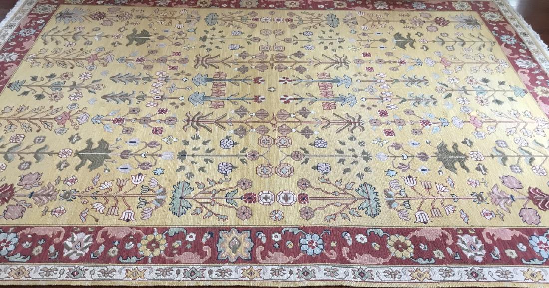 Woven Geometric Design Persian Kilim Style Carpet: Woven Geometric Design Persian Kilim Style Carpet. From the Nourmak Collection, newly made in China in an Old World style. Measures 143 x 106 inches. From a historic beach front Westport, Connecticut 