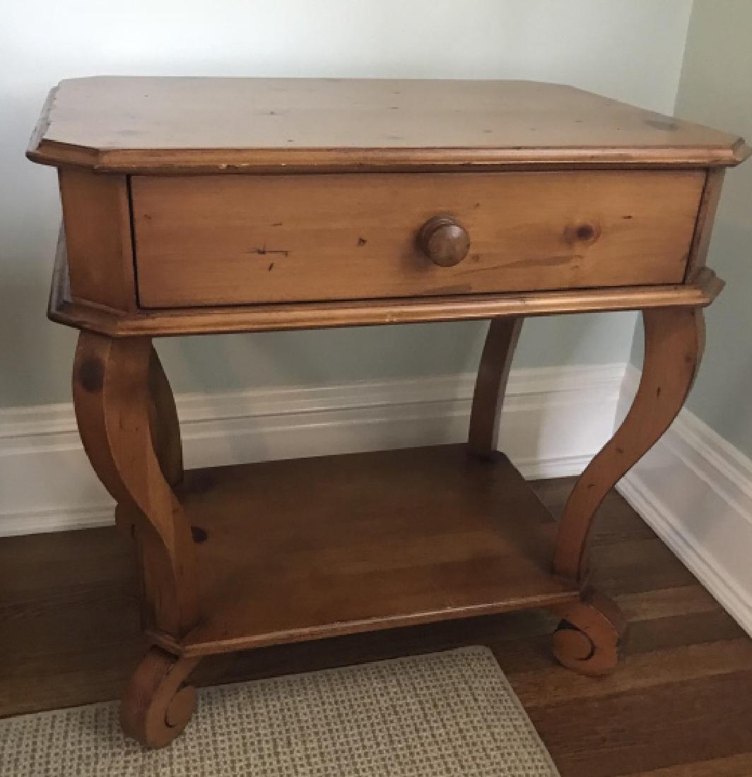 Contemporary Distressed Pine Wood End Table (1 of 3)