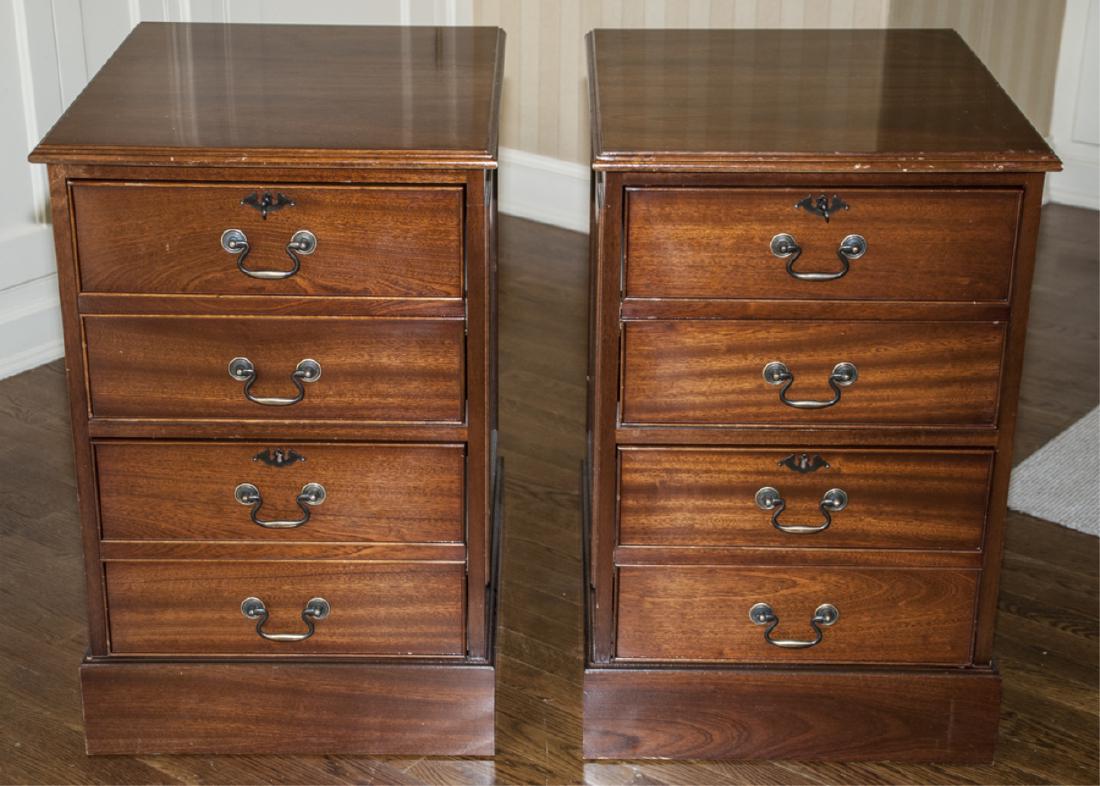 2 Federal Style Contemporary File Cabinets: 2 Federal Style Contemporary File Cabinets. Each has 2 drawers. 30 inches x 19 inches x 33 inches.