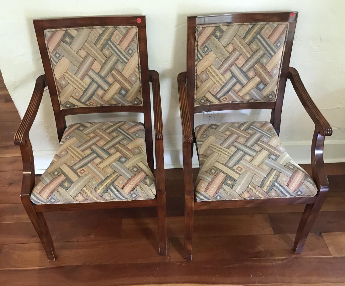 Pair Contemporary Wood Frame Upholstered Armchairs (1 of 3)